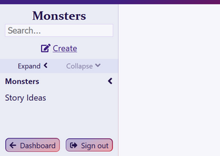 Screenshot showing the sidebar folder list and search field